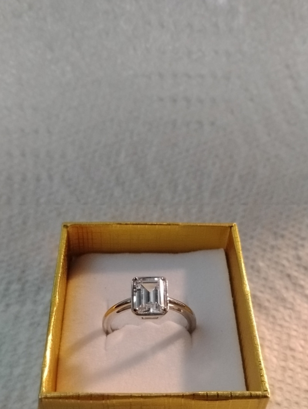 Radiance by Absolute Classic Emerald-cut Solitaire Ring Size 8-1/4